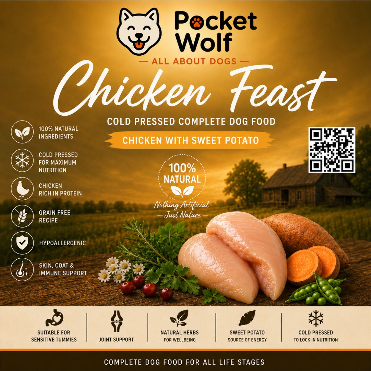2 Chicken Feast Cold Pressed Dog Food - Image 1